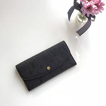 Louis Vuitton EMILIE WALLET NOIR Full Black 3400 19cm