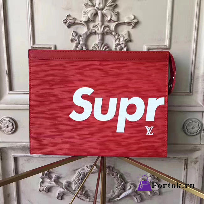 Louis Vuitton Supreme Clutch Bag red M41366   - 1