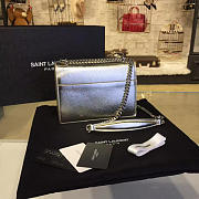 YSL SUNSET MONOGRAM Crinkled Metallic Silver 4725 19cm  - 4