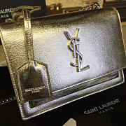 YSL SUNSET MONOGRAM Crinkled Metallic Silver 4725 19cm  - 5