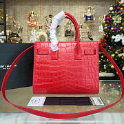 YSL Sac-De-Jour CROCODILE EMBOSSED SHINY Red 4737 25.5cm  - 4