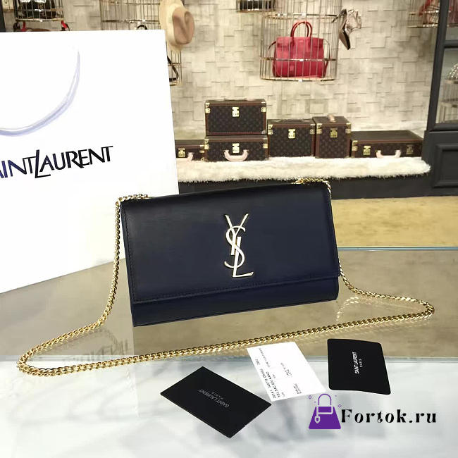 YSL MONOGRAM KATE GRAIN DE POUDRE EMBOSSED Black 4772 24cm  - 1
