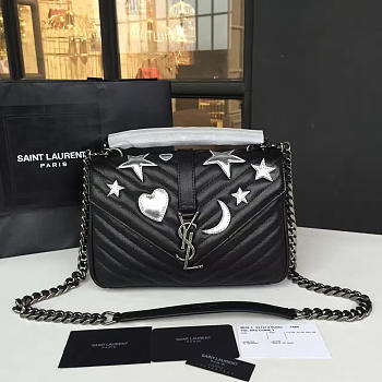 YSL MONOGRAM COLLEGE Silver Hardware Black 4778 24cm 