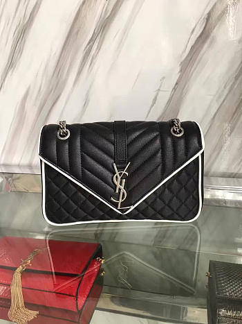 YSL ENVELOPE SATCHEL Black and White 4814 24cm 