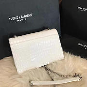YSL SUNSET Chain Wallet Crocodile Embossed Shiny White 4834 17cm  - 3