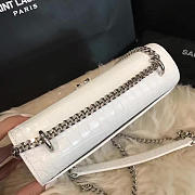 YSL SUNSET Chain Wallet Crocodile Embossed Shiny White 4834 17cm  - 4