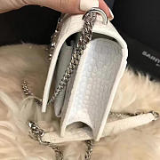 YSL SUNSET Chain Wallet Crocodile Embossed Shiny White 4834 17cm  - 5