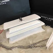 YSL SUNSET Chain Wallet Crocodile Embossed Shiny White 4834 17cm  - 6