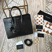 YSL  Sac-De-Jour Nano Crocodile Embossed Shiny Black 4919 31.5cm - 1