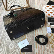 YSL  Sac-De-Jour Nano Crocodile Embossed Shiny Black 4919 31.5cm - 6