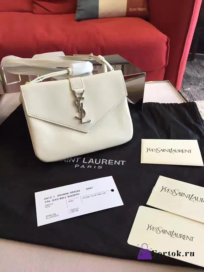 YSL Monogramme Sac Université White 16cm  - 1