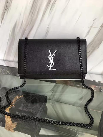 YSL MONOGRAM KATE IN GRAIN DE POUDRE EMBOSSED LEATHER Black 5008 24cm