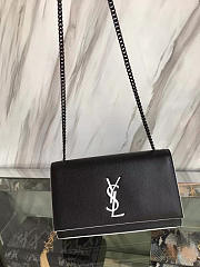 YSL MONOGRAM KATE IN GRAIN DE POUDRE EMBOSSED LEATHER Black 5008 24cm - 3