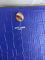 YSL MONOGRAM KATE Silver Tassel in Embossed Crocodile Shinny Blue 5041 24cm - 5