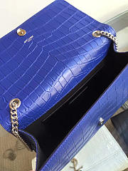 YSL MONOGRAM KATE Silver Tassel in Embossed Crocodile Shinny Blue 5041 24cm - 6