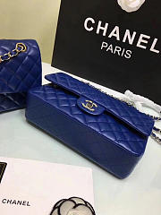 CHANEL Lambskin Leather Flap Bag Gold/Silver Blue 25cm - 5