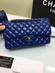 CHANEL Lambskin Leather Flap Bag Gold/Silver Blue 25cm - 4