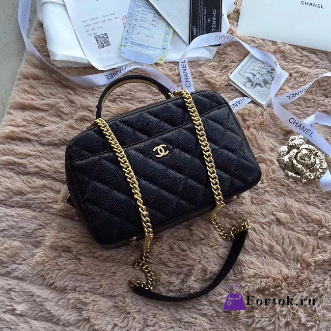 Chanel Bowling Bag Jersey & Gold-Tone Metal Black A69924 24cm  - 1