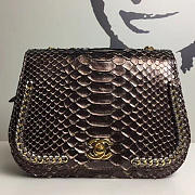 Chanel Snake Embossed Flap Shoulder Bag Gold A98774 20cm - 3