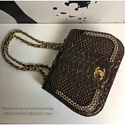 Chanel Snake Embossed Flap Shoulder Bag Gold A98774 20cm - 5