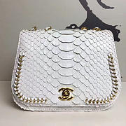 Chanel Snake Embossed Flap Shoulder Bag White A98774 20cm - 3