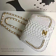 Chanel Snake Embossed Flap Shoulder Bag White A98774 20cm - 6
