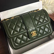 Chanel Quilted Lambskin Flap Bag Green A91365 25.5cm - 1