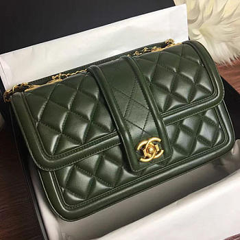 Chanel Quilted Lambskin Flap Bag Green A91365 25.5cm