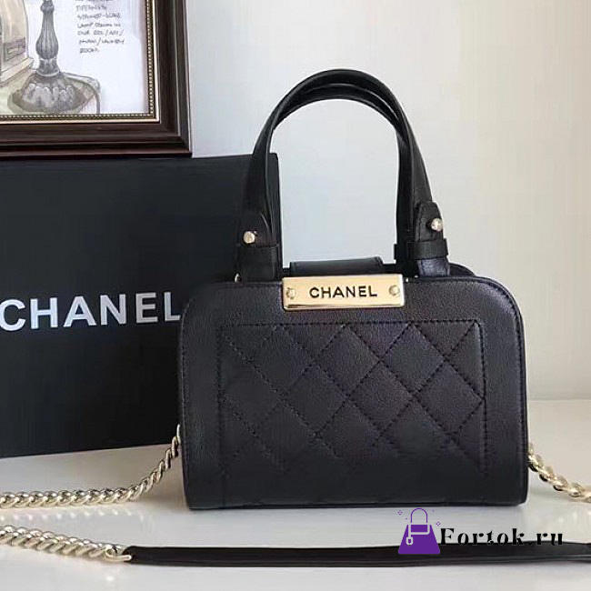 Chanel Small Label Click leather Shopping Bag Black A93731 20cm - 1