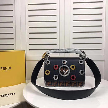 Fendi Kani Handbag Red and Black 0592 25cm