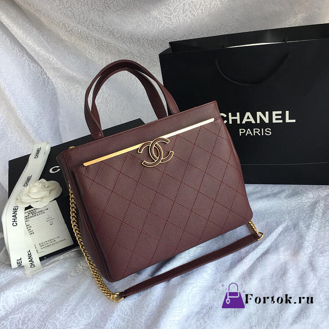 Chanel Small Shopping Bag Dark Wine red 57563 - 1