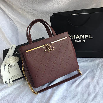 Chanel Small Shopping Bag Dark Wine red 57563