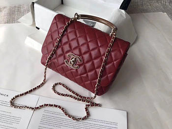 Chanel Flap Bag with Top Handle Red Wine 21cm 