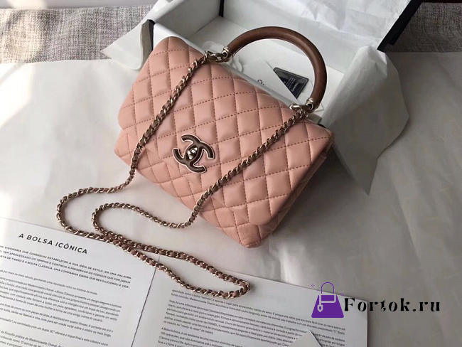 Chanel Flap Bag with Top Handle Pink 21cm  - 1