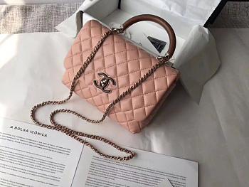 Chanel Flap Bag with Top Handle Pink 21cm 