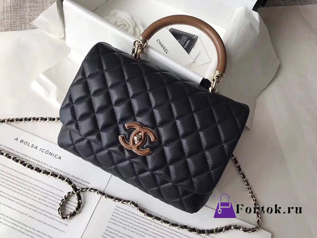 Chanel Flap Bag with Top Handle Black 21cm  - 1