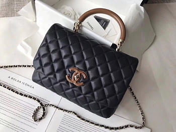 Chanel Flap Bag with Top Handle Black 21cm 