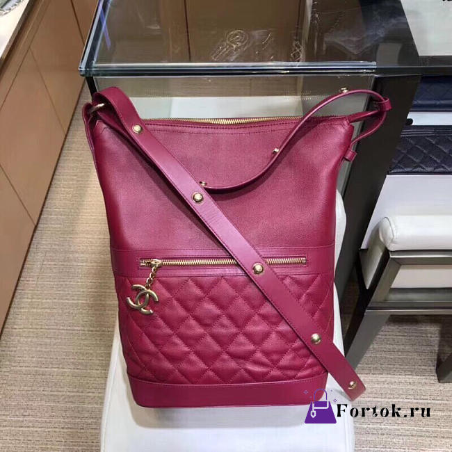 Chanel hippie shoulder bucket bag Red Wine 36cm  - 1