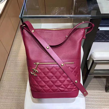 Chanel hippie shoulder bucket bag Red Wine 36cm 