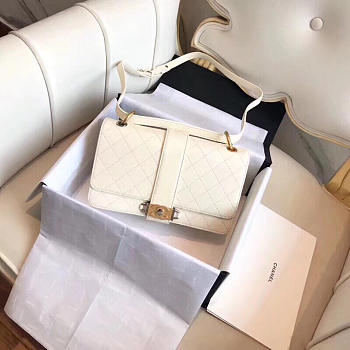 Chanel Caviar Stitched Flap Bag White 24cm