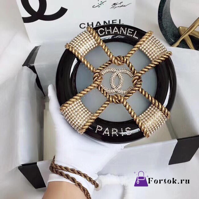 Chanel Round Cosmetic Case Black 17cm - 1