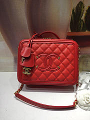 Chanel Caviar Quilted Small CC Filigree Vanity Case Red 93343 - 2