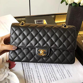 Chanel Grained & Gold-Tone Metal Black 0111221 25cm