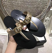 GUCCI New Ladies Sandals Black Gold Belt  - 1