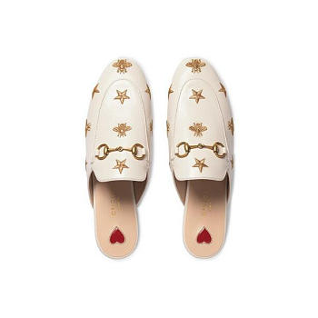 Gucci Women's Shoes White Embroidered Leather