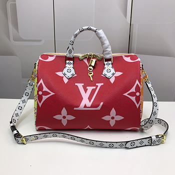 Louis Vuitton Speedy Handbag Red Color Matching 30cm