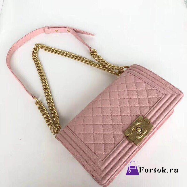Chanel Quilted Caviar Medium Boy Bag Pink 25cm - 1