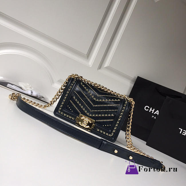 Chanel Wrinkled Flap Calfskin Black Gold Hardware 25cm - 1