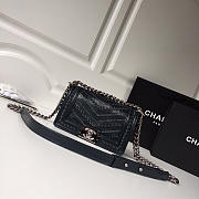 Chanel Boy Bag Wrinkled Calfskin Black Silver Hardware 20cm - 1