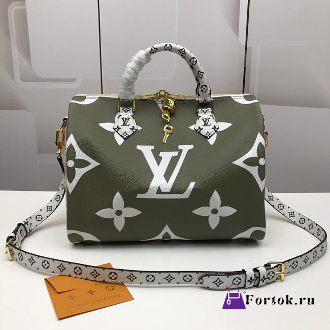 LOUIS VUITTON Speedy Handbag Green 30cm - 1